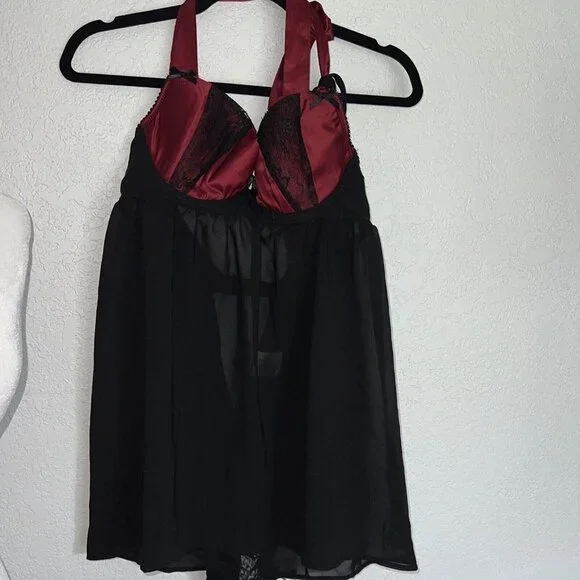 NWTS Fredericks of Hollywood Nala Babydoll Lingerie Set 2 PCS Panty XL 1D - Picture 3 of 8